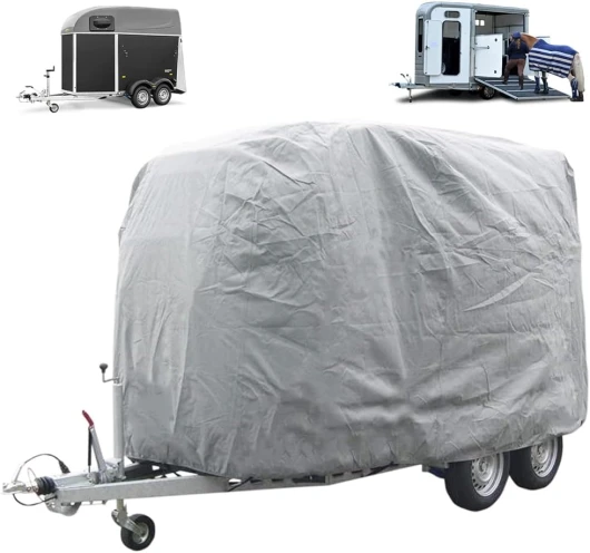 Housse pour remorque à Chevaux, Housse de remorque pour Chevaux, 420D Oxford Cloth UV, Waterproof, Dustproof, Housse Universelle pour remorque à Chevaux (L375 x W225 x H245cm(L148 x W89 x H97in))