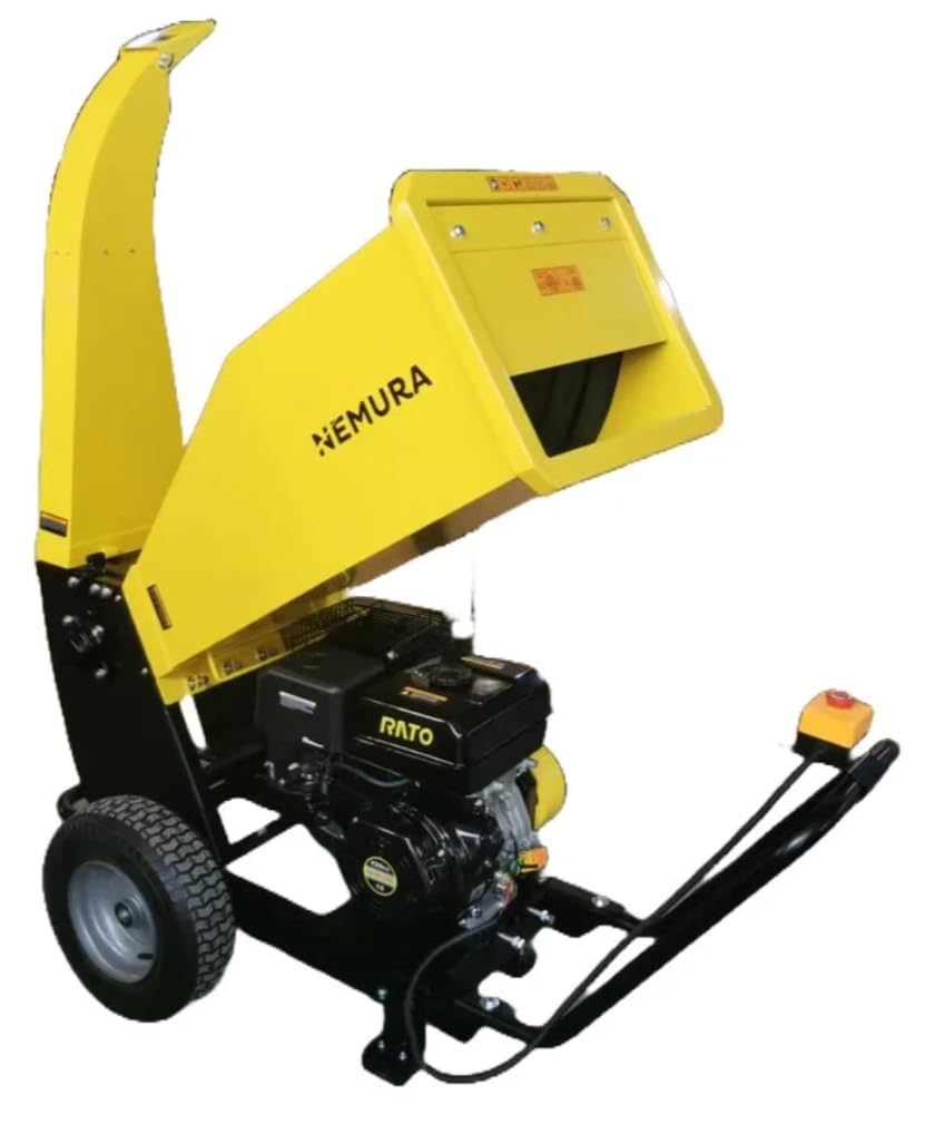 Broyeur vegetaux et branches thermique 420cc - Série Lourde - Capacité 100mm - Double Système de Broyage - Bouton d'arrêt de sécurité - Qualité Professionnelle - Marque Française