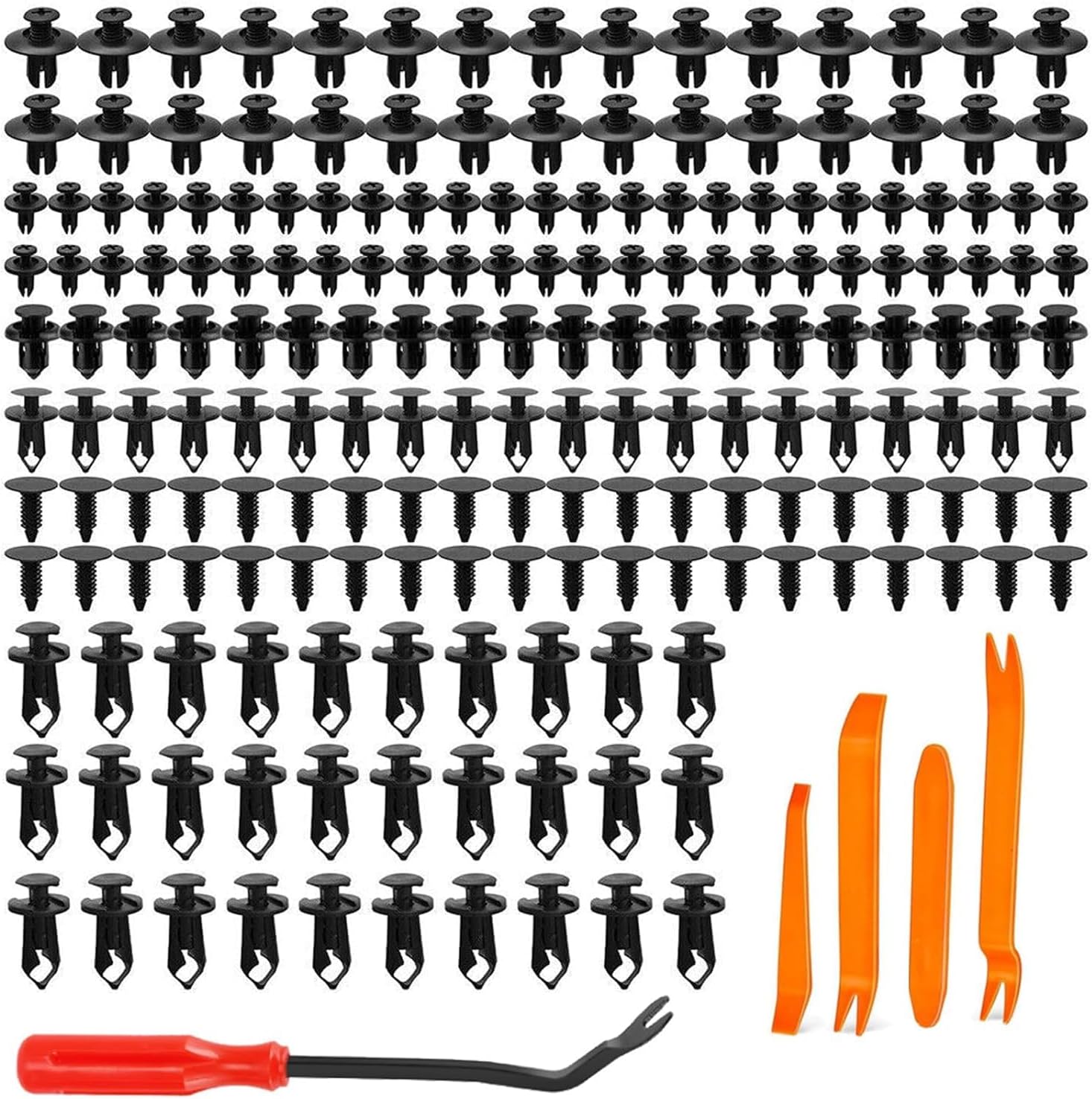 Lot de 200 clips de garniture de voiture, 6 styles assortis, clips et fixations en plastique pour intérieur de voiture, clips de fixation pour garniture de portière, pare-chocs, panneau, garde-boue