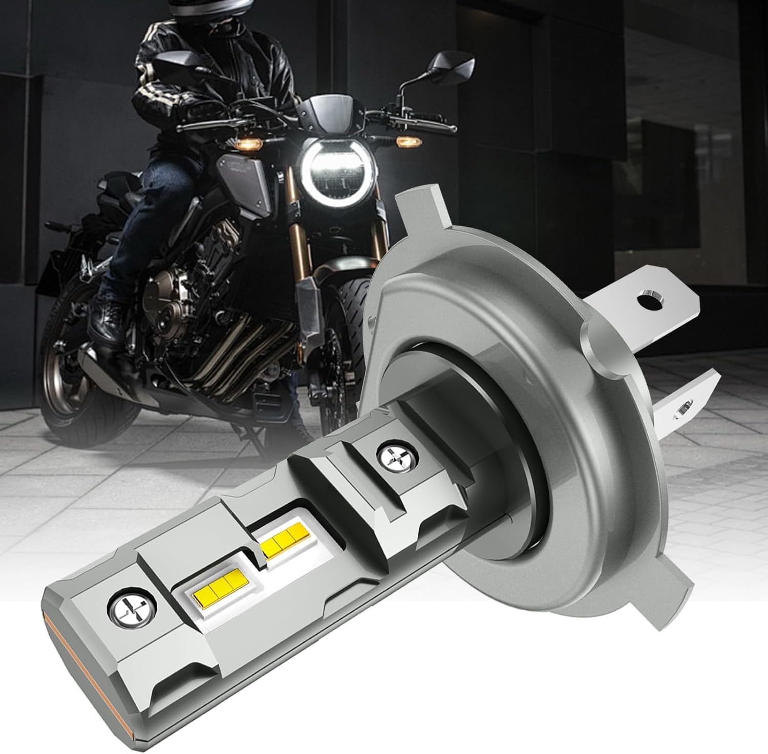 H4 LED sans Polarité,18000LM 50W 6000K Blanche Phares LED H4 Voiture,Remplacement Halogène pour Feux de Route et de Croisement,Mini Kits Universels d'ampoules H4 IP68 Étanche,1 Pièces