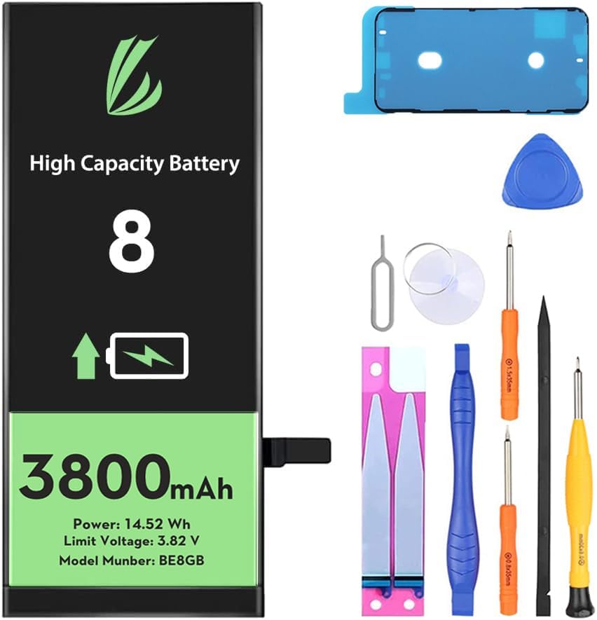 Batterie pour iPhone 8, 3800mAh Batterie Lithium ION Haute capacité avec Outils de réparation