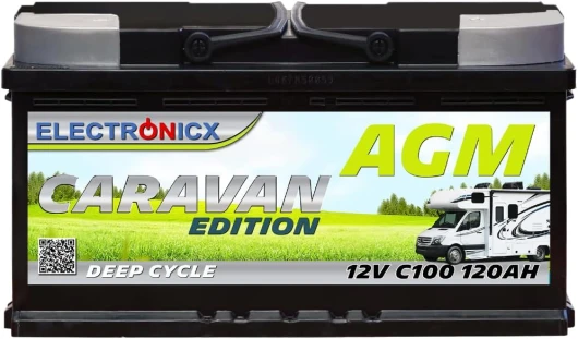 Batterie AGM 120Ah Caravan Edition Batterie Voiture de Haute Camping-Car Batterie Solaire Portable 120 Ah Batterie de Décharge Lente Panneau Solaire.