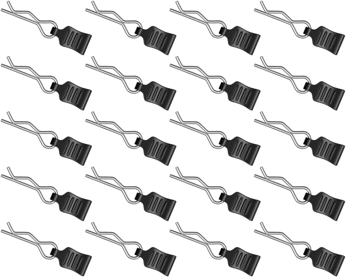 HAIBOXING - de Corps RC 20 Clips Bent Springy R Pins, pour 1/18 1/16 18859 18858 16889 ，RC Modèle Bent Body Clip Accessoire(Noir) H166