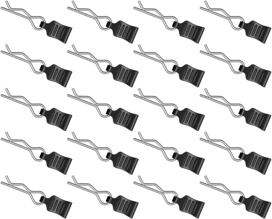 HAIBOXING - de Corps RC 20 Clips Bent Springy R Pins, pour 1/18 1/16 18859 18858 16889 ，RC Modèle Bent Body Clip Accessoire(Noir) H166