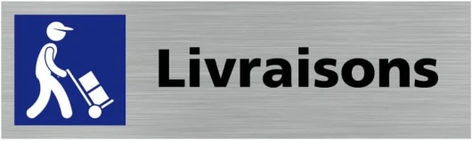 Pictogramme LIVRAISONS (Q0345) - Signalisation Porte - 170 X 50 mm - Autocollant souple ou plaque alu brossé 2mm - - Adhésif aspect aluminium brossé - Adhésif aspect aluminium brossé
