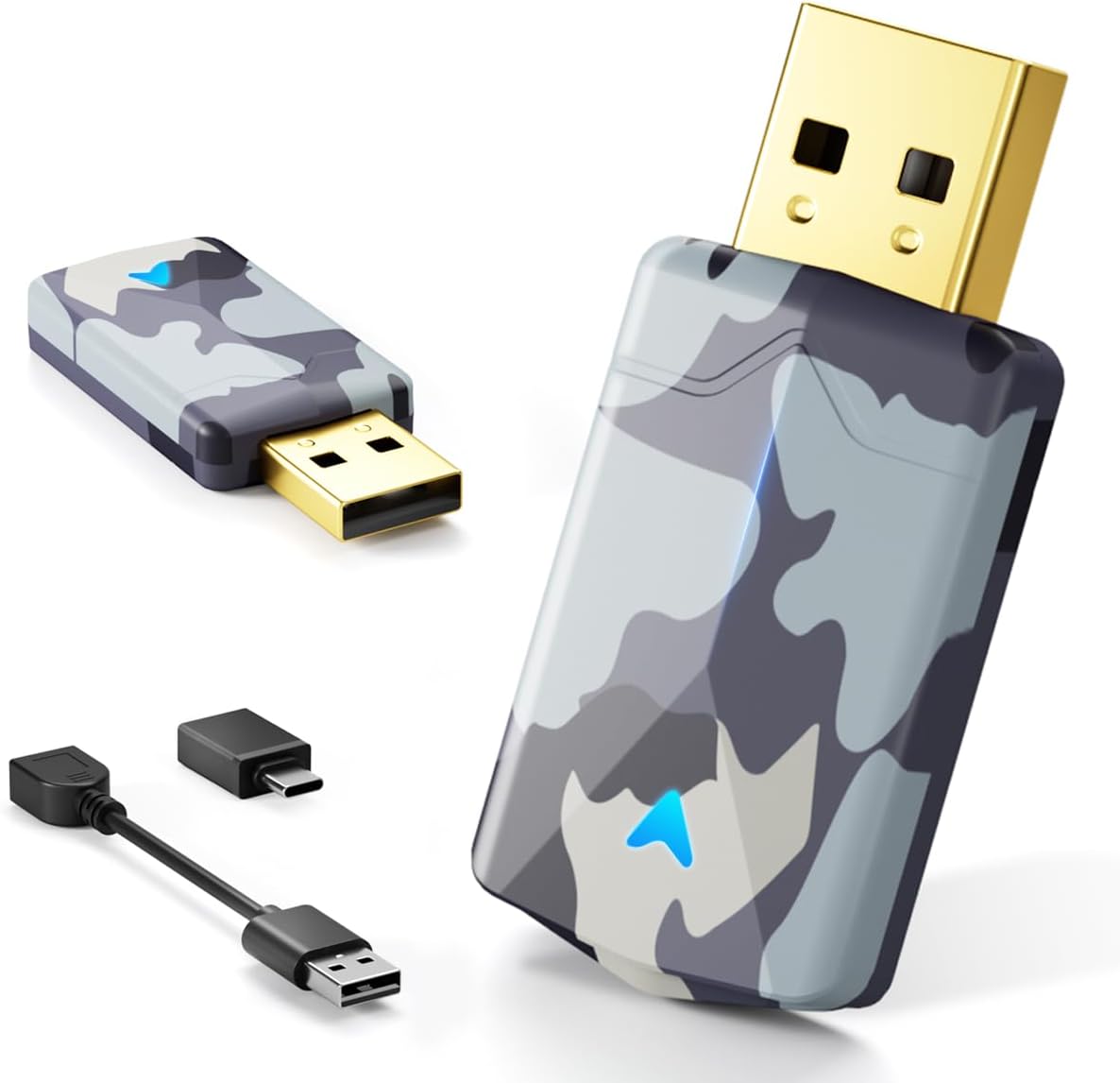 Adaptateur Android Auto sans Fil 2-en-1 Mini avec Connexion Rapide et Stable, Conversion de Carplay et Android Auto Filaire vers sans Fil, Compatible avec Android 11+ et Voitures 2016+