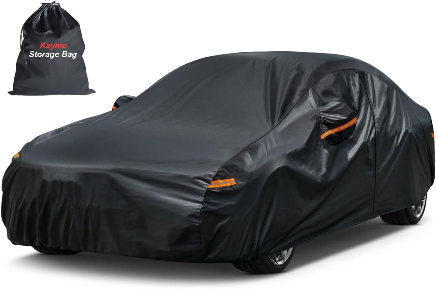 Bâche Voiture Étanche Respirante, 7 Couches Housse de Protection Voiture Extérieur Contre Pluie Soleil Poussière avec Zip et Doublure en Coton pour Berline/Break 470 à 490 cm, 3XL