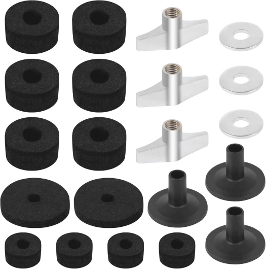 Accessoires de Batterie Accessoires de Remplacement de Cymbale Feutre Cymbale Rondelles de Tambour Accessoires de Feutre de Tambour Feutres de Cymbale et Charleston Écrous à Oreilles Cymbale Tambour