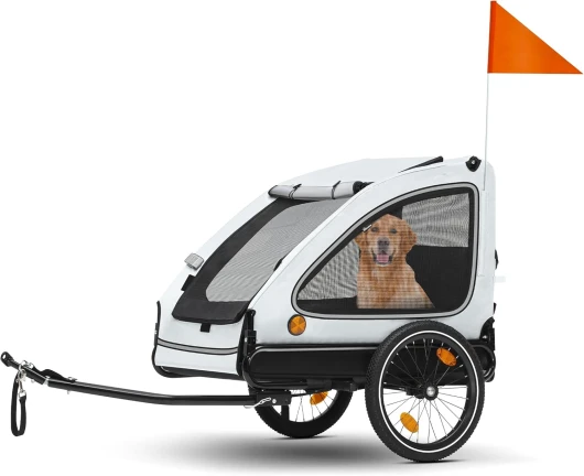 Remorque pour Chien 2 en 1 avec Roue Avant pivotante à 360° et Amovible, Poussette pour Chien en Toile Oxford 600D, remorque pour Chien, vélo Max - 40 kg, réflecteurs et Laisse de sécurité