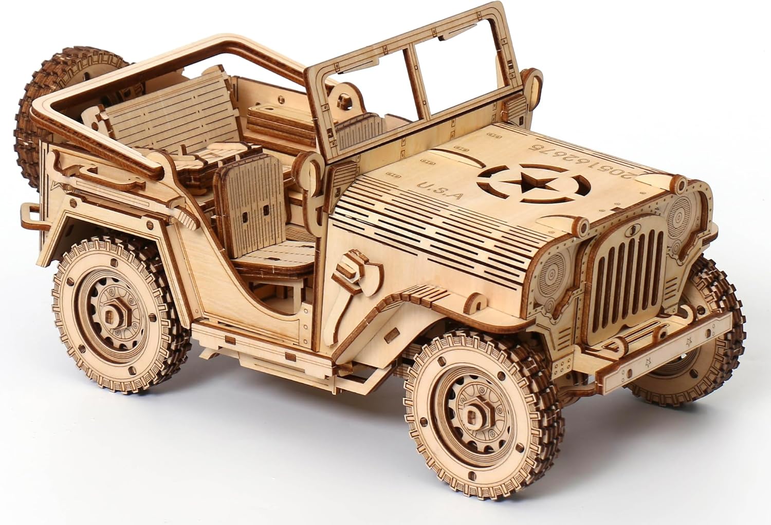 Bel'igi Puzzle Voiture 3D en Bois, Jeu de Construction Jeep de l'Armée, Kit d'Assemblage Enfants Adultes, Modèle 19 cm, LG811