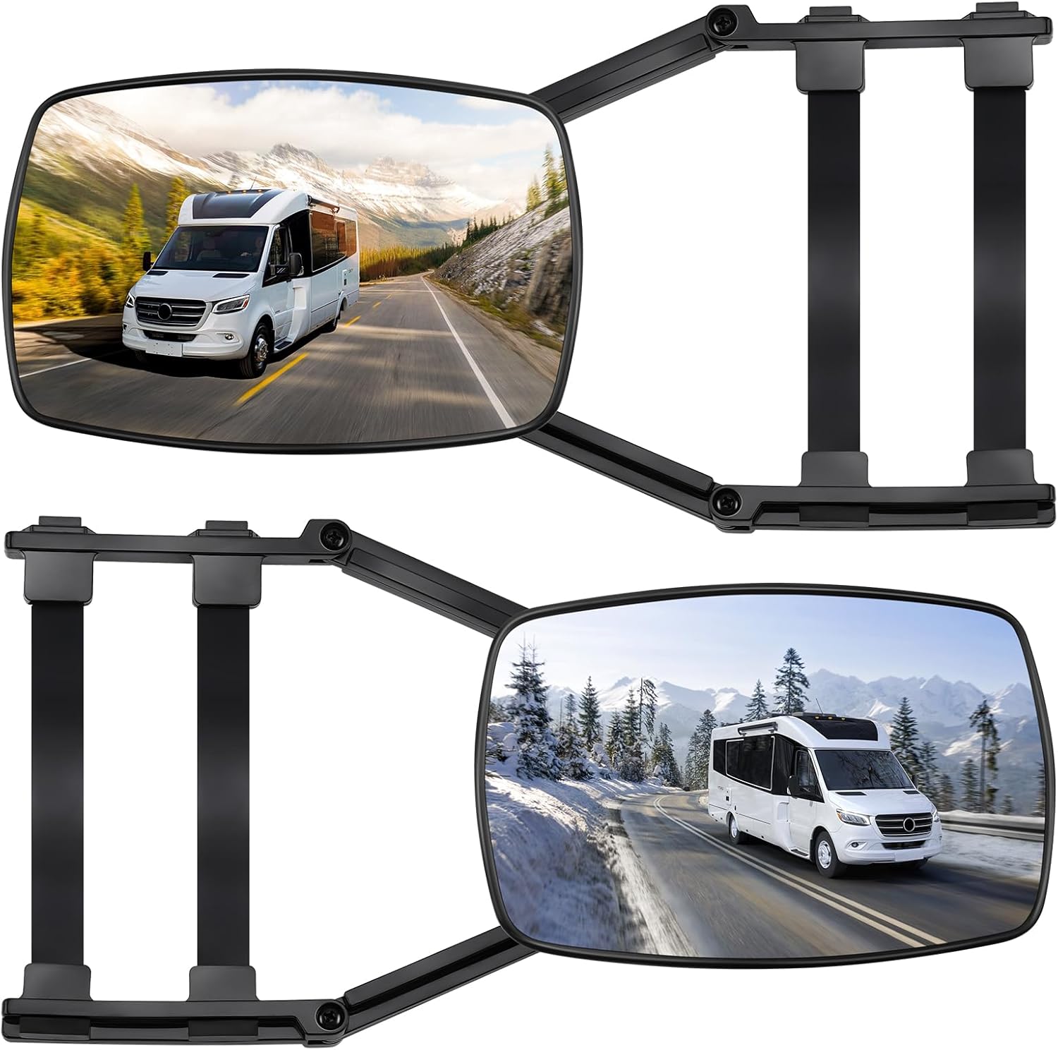 KAOLALI 2pcs Rétroviseur de remorquage Voiture Rétroviseurs de Remorquage de Caravane, Rétroviseur d'extension Extérieurs Réglable pour Camping-Car, Caravane, RV, Fourgons