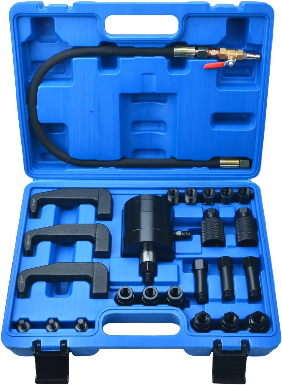 24 pièces Extracteur d'injecteur Diesel, Diesel injecteurs pneumatiques, avec 3 pièces Outils d'extension pour extraire l'injecteur inférieur