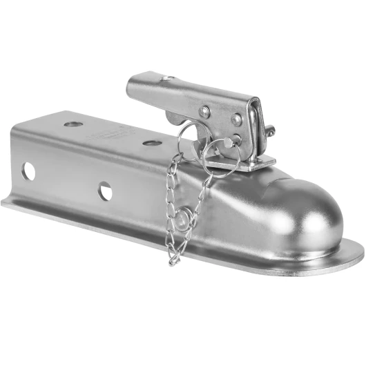Tête d'Attelage Remorque pour Boule d'Attelage 50,8 mm Canal Capacité de Charge 1587,6 kg Coupleur de Langue de Remorque Droit Robuste pour Camping-Car, Camionnette, SUV, Surface Plaquée Zinc