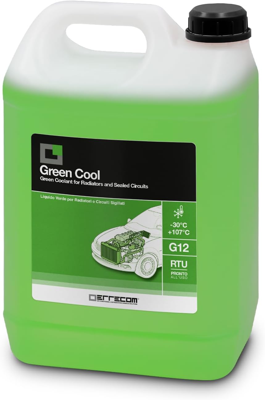 Green Cool, Liquide de Radiateur Vert -30°C, antigel G12 avec Paquet d'inhibiteurs à Base Organique OAT, Prêt à l'emploi, 5 litres Vert, G12, -30°c Prêt À L'emploi 5 Litres