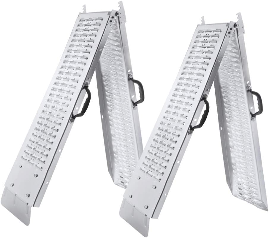 NAIZY 2X Rampe De Chargement Pliable Max 400kg pour Moto, Tondeuses À Gazon, Scooters, Engins De Chantier, Etc