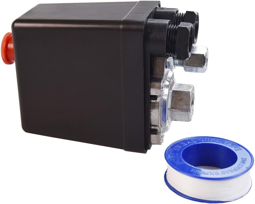 1/4 Interrupteur de Pression pour Compresseur d'Air à 1 Voie, Vanne de Régulation de Pression pour Compresseur d'Air Central Pneumatic, Interrupteur de Réduction de Pression, 90-120 PSI