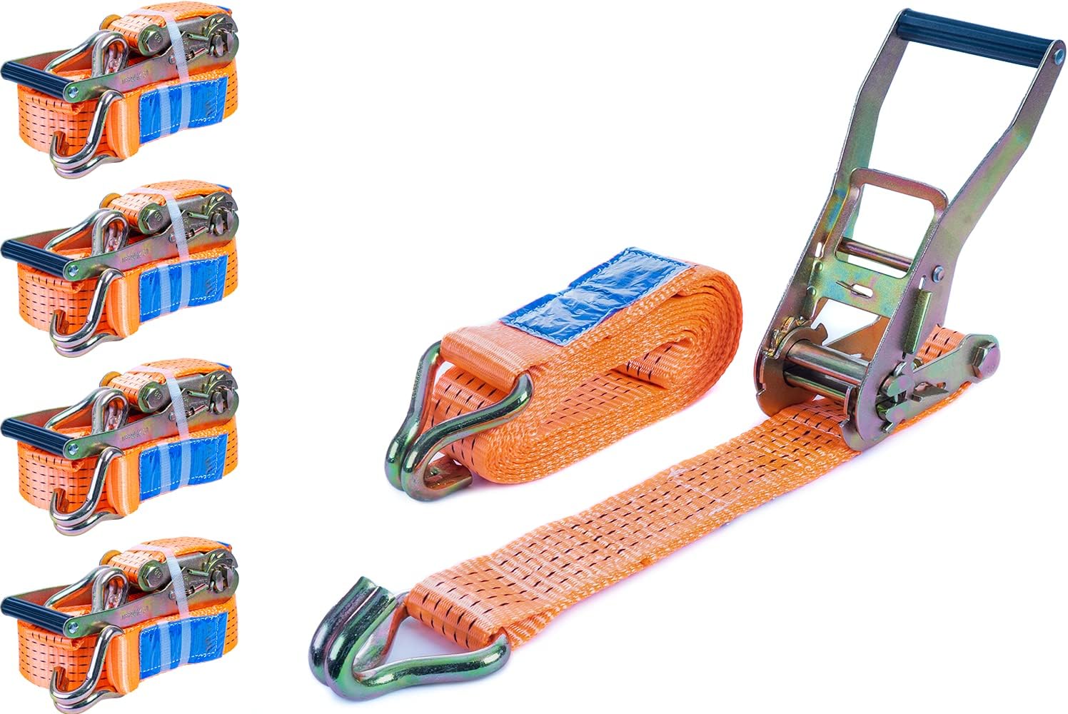 Sangles d'arrimage à cliquet 6M/50mm/5T UNITRAILER – Sangle de Serrage certifiée en 12195-2 avec tendeur en Acier pour Fixation et Transport sécurisé