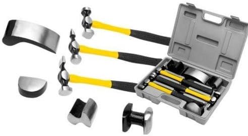 Fast World Shopping - Marteaux et tas pour carrossier - Set de 7 pièces - Carrosserie voiture, camping-car, moto - Avec malette