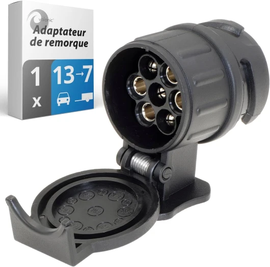 Adaptateur de remorque de 13 Broches vers 7 Broches - Noir - pour Voiture, remorque, attelage, Caravane