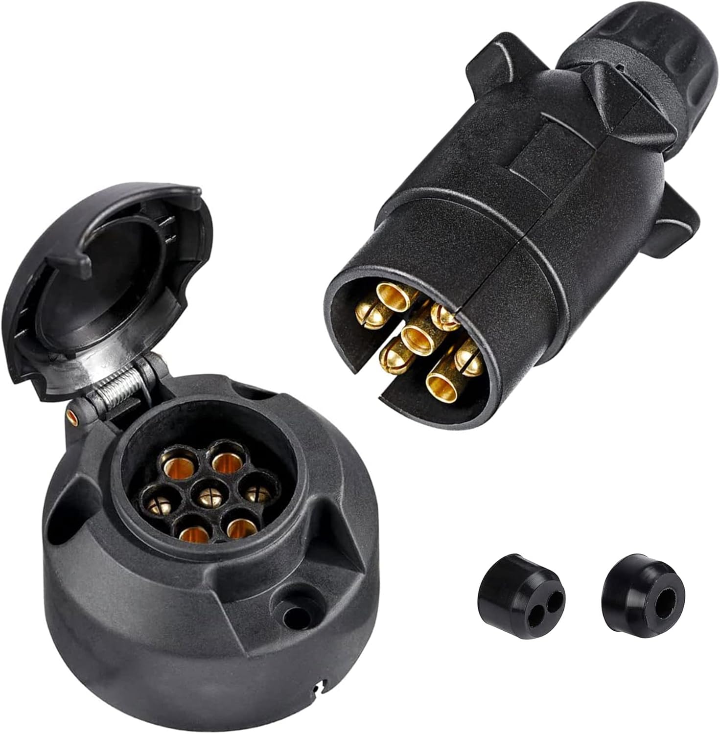 SPARKMOTO Prise Remorque 7 Broches et Fiche Remorque 7 Broches Etanche,12V Adaptateur Prise remorque 7 Broches Femelle et fiche remorque 7 Broches Male pour Remorque Voiture,Porte-vélos(SK0702)