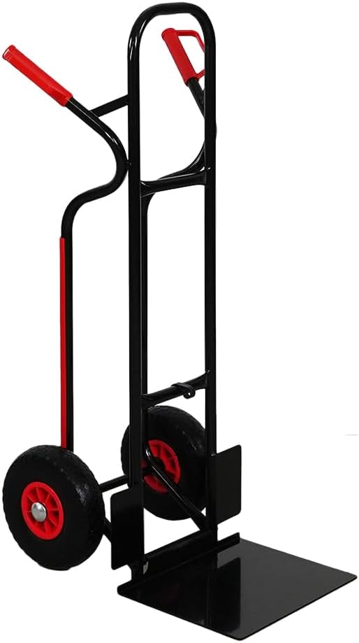 PROREGAL Diable Ragnar avec Pelle Pliable XXL - HxLxP 117x62,5x62cm - Capacité de Charge 250kg - Roues Anti-crevaison - Noir