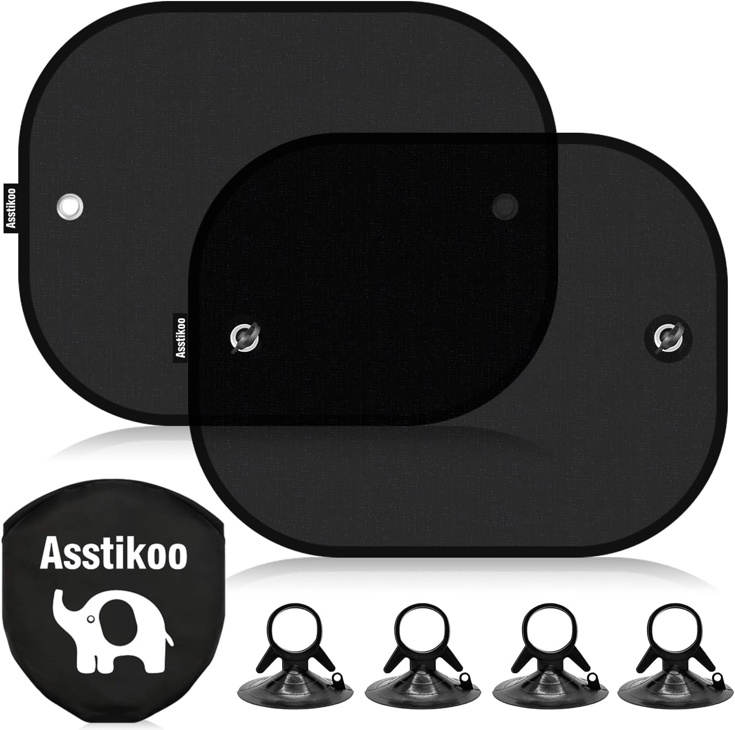 Lot de 2 pare-soleil de voiture pour bébé avec protection UV, extra sombre, universel, pour fenêtre latérale, protège les passagers, les enfants et les animaux domestiques, 44,5 x 36,5 cm