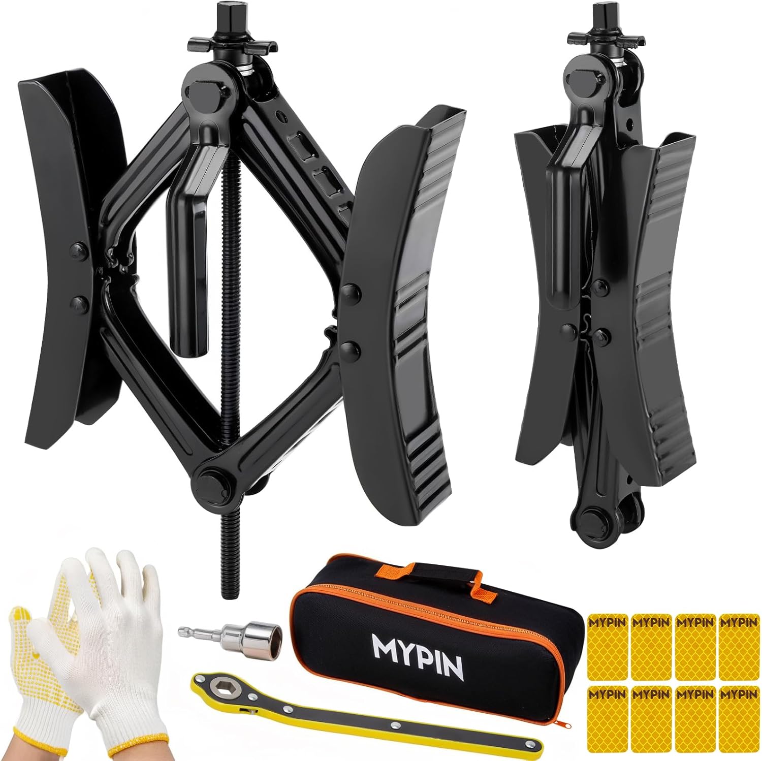 Stabilisateur de cale de Roue pour Caravane, avec 8 Bandes réfléchissantes, Cales de Roue antidérapantes en Forme de X, 2 pièces.