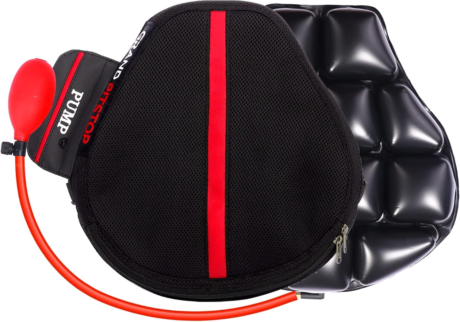 Motorcycle Air Seat Cushion, on The go inflate & Deflate, Pressure Relief Motorcycle Seat Pad, Shock Proof Comfortable for Motorbike Long Rides (Cruiser Premium with Air Pump)