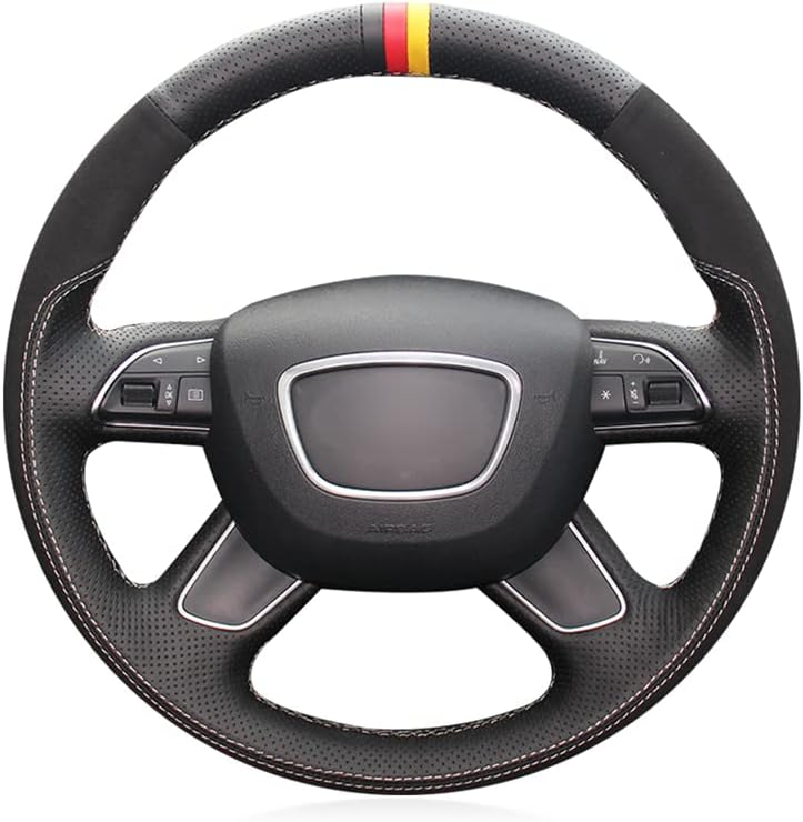 MEWANT Housse de volant pour Audi A3/A4/A6/A7/A8/Q3/Q5/Q7 Accessoires de volant pour Audi A3 A4 A6 A7 A8 Q3 Q5 Q7