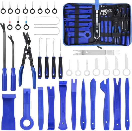 UNIDEAL Outils Demontage Garniture Auto, 39 Outil de Suppression de Radio Audio, Outils de démontage de Garnitures pour Panneau Accessoires Porte Autoradio Tableau De Bord De Voiture (Bleu)