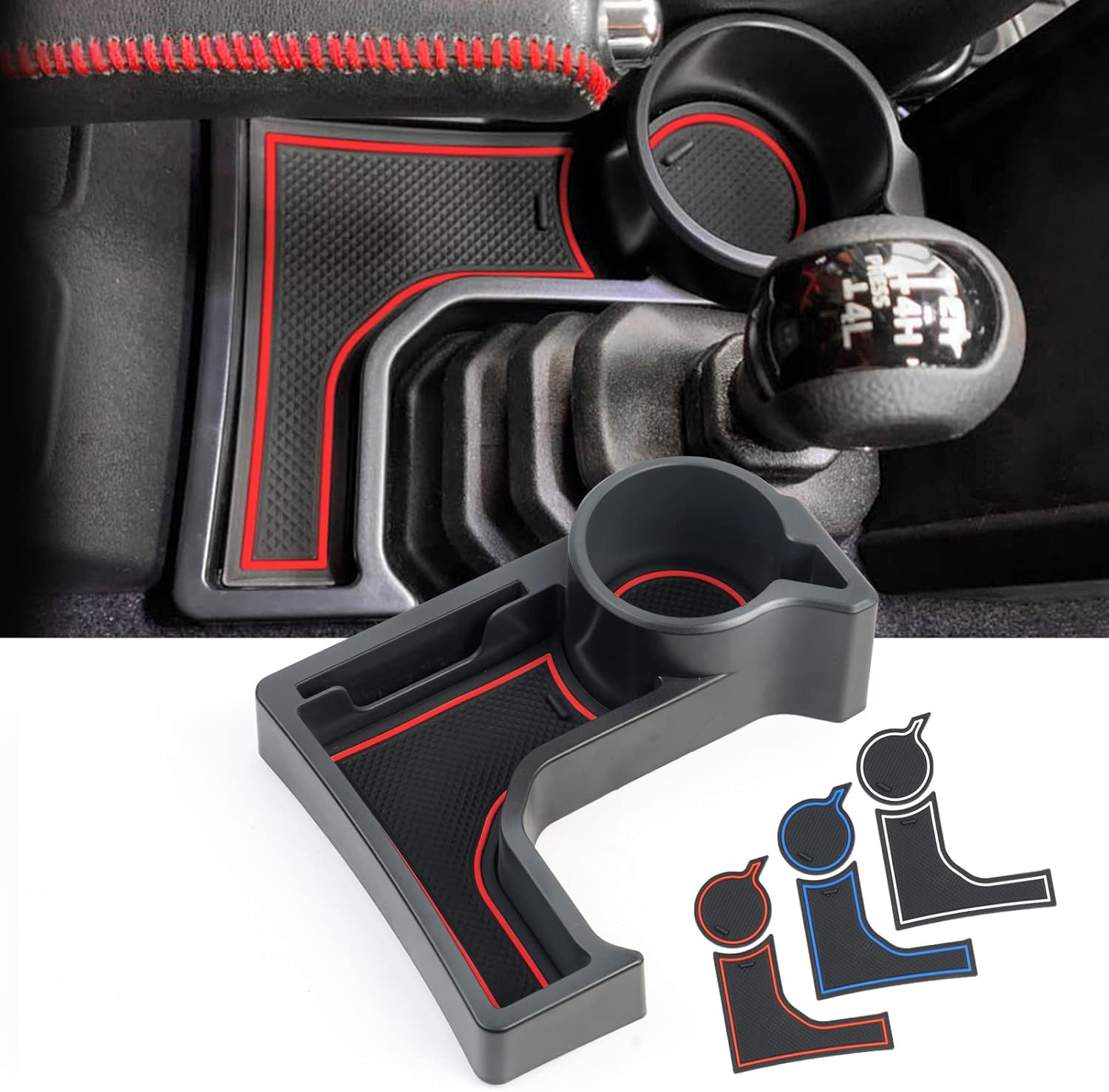 YEE PIN Compatible avec Suzuki jimny 2018-2022 (pour automatique) Boîte de rangement pour console centrale Plateau pour accoudoir Accessoires avec 3 couleurs tapis