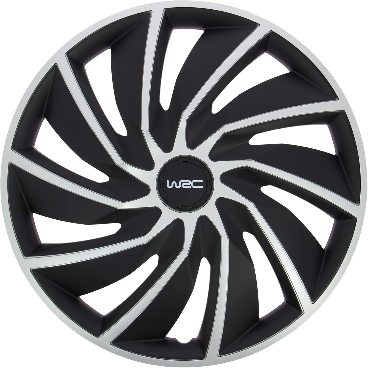 007599 - 4 Enjoliveurs 16" Pouces, Turbo Bicolore, Gris,Noir