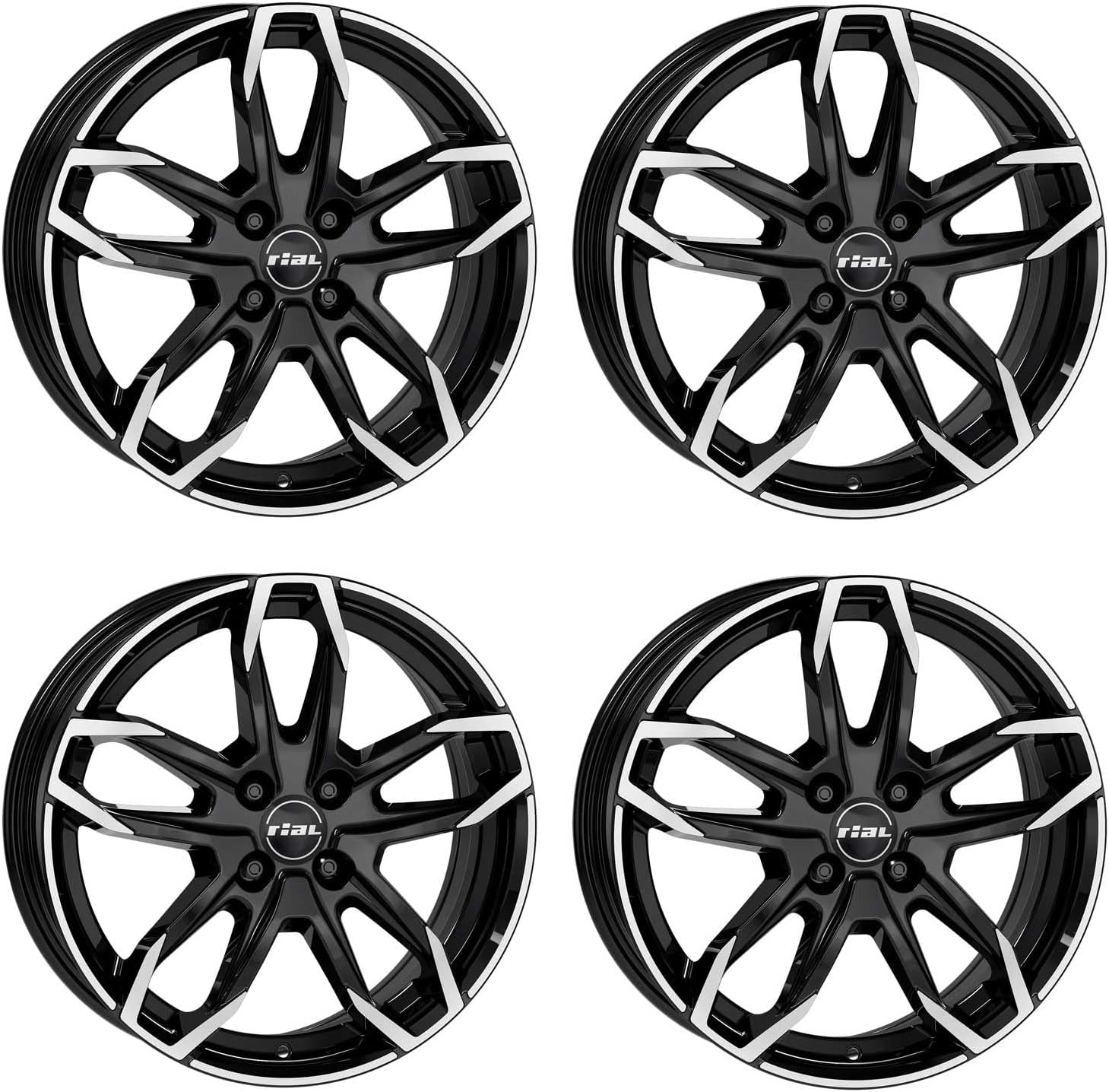 4x Jantes en aluminium Rial Lucca 6.5Jx16 ET45 4x100 diamant-schwarz frontpoliert compatible avec RENAULT Clio Megane Modus Scenic Twingo Wind ZOE