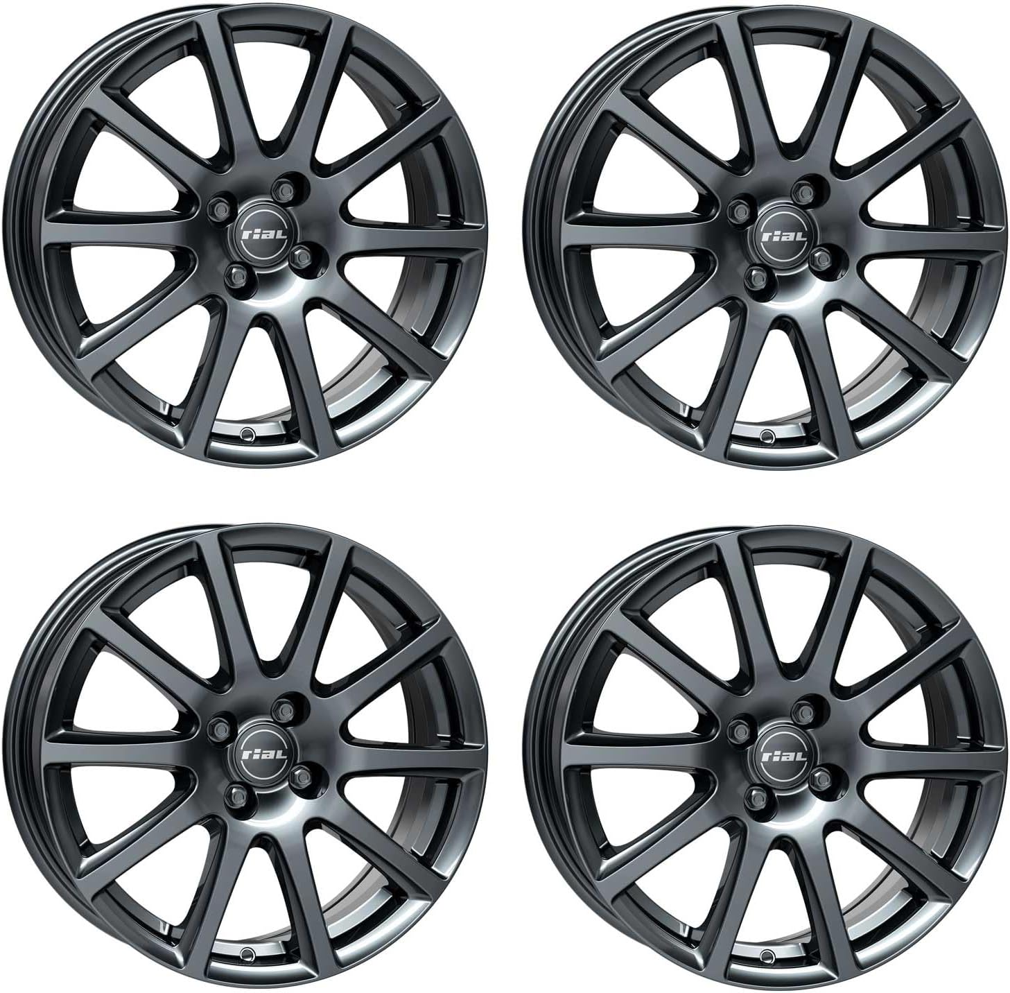4x Jantes en aluminium Rial Milano 6.5Jx15 ET38 4x100 titanium compatible avec RENAULT Captur Clio Megane Modus Scenic ZOE