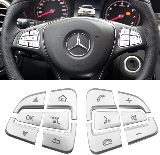 TTCR-II 12 PCS Compatible avec Bouton de Volant Mercedes Benz Classe C 2014-2018/V 2015-2020/GLC 2015-2019,Autocollant de Bouton pour Volant,Commutateur de Bouton de Volant Décoratifs-C