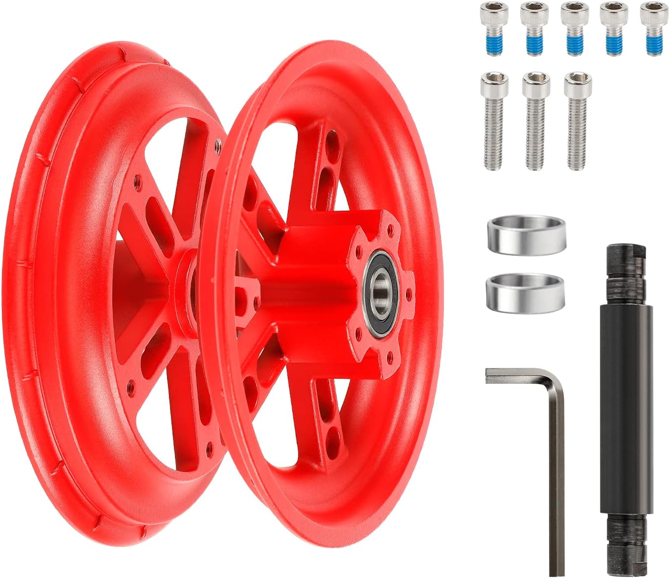 Flycoo Moyeu de Roue Arrière Divisé en 2 Parties pour Xiaomi Trottinette électrique Léger Amovible Moyeu en Alliage d'Aluminium pour Divers Pneus Pleins de 8,5" (Rouge pour MI3/M365/1S/Lite)