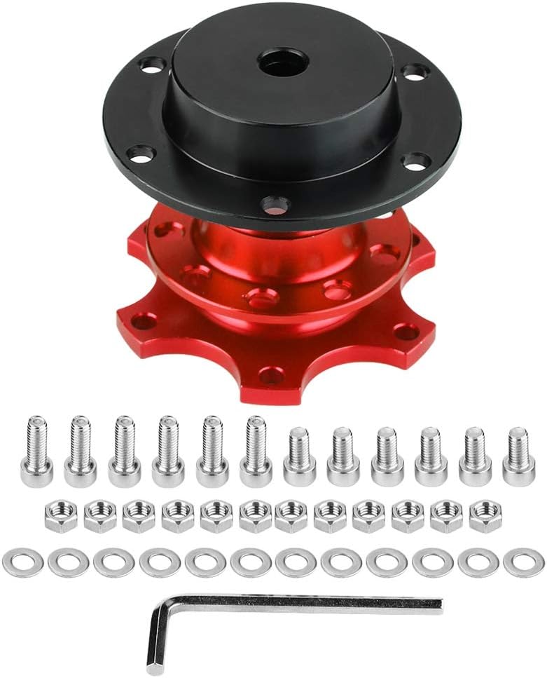 Adaptateur De Moyeu De Volant Racing Quick Release Amovible Snap Off Kit En Alliage D'Aluminium Universel(Rouge) pour