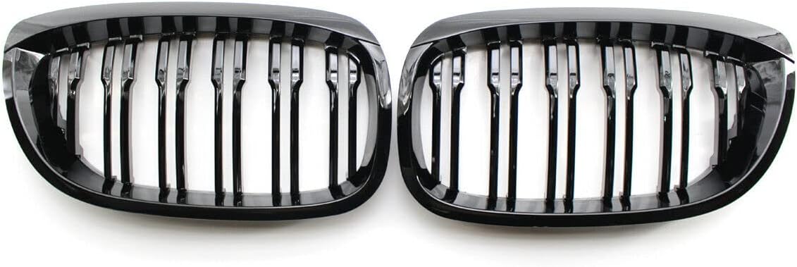 Grilles de pare-chocs avant à double lamelles compatibles avec BMW Série 3 E46 2 portes 316Ci 318Ci 320Ci 330Ci Coupé 2003-2005 Noir brillant