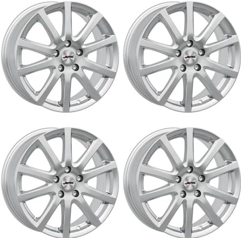 Lot de 4 jantes en aluminium Skandic 7,0 x 17 ET49 5 x 112 Argent brillant Compatible avec Audi A3 S3 TT