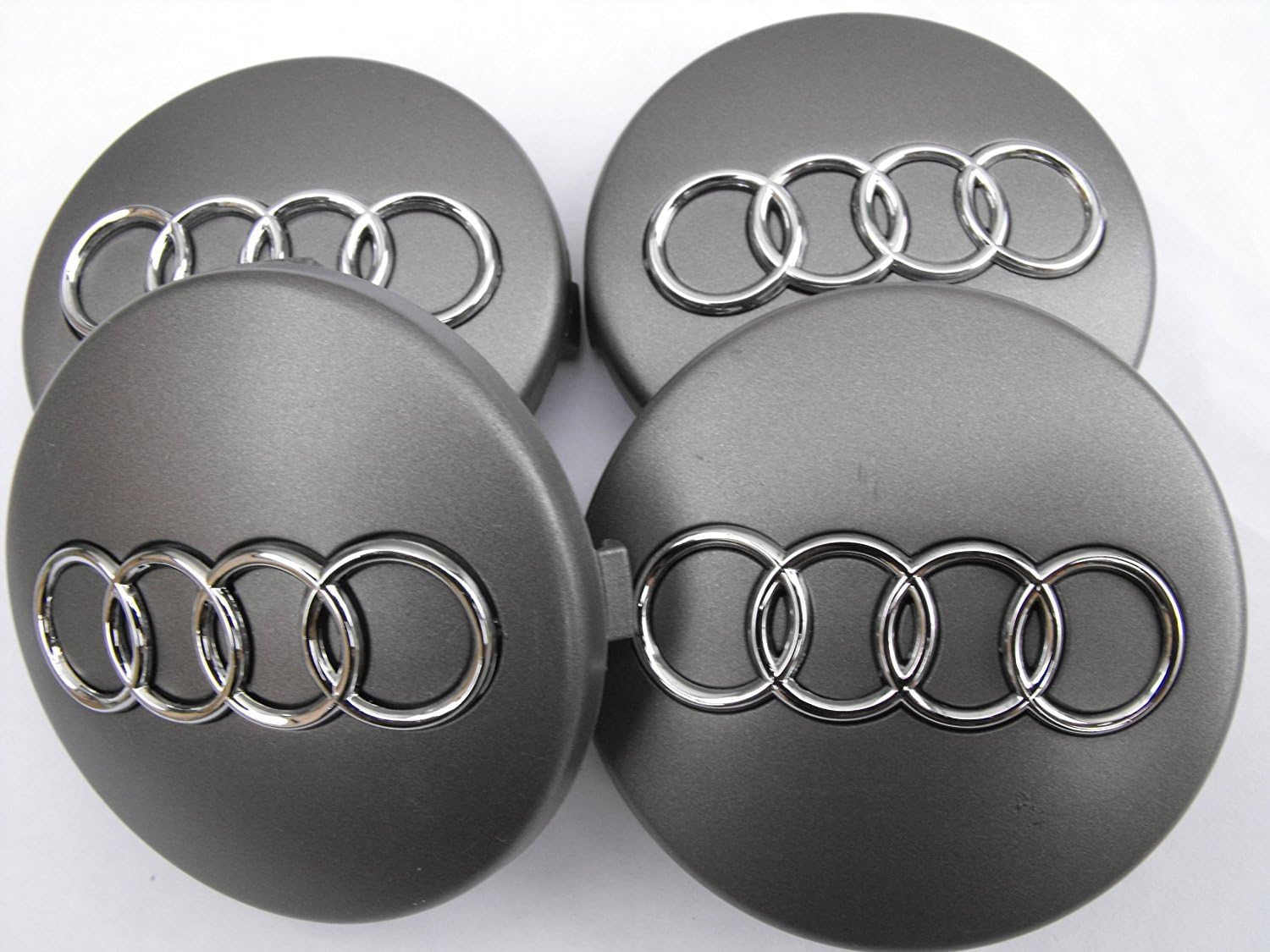 4 Nouvelle * * * * * * * * 60 mm argent Audi Bouchons de roue en alliage, badges emblème