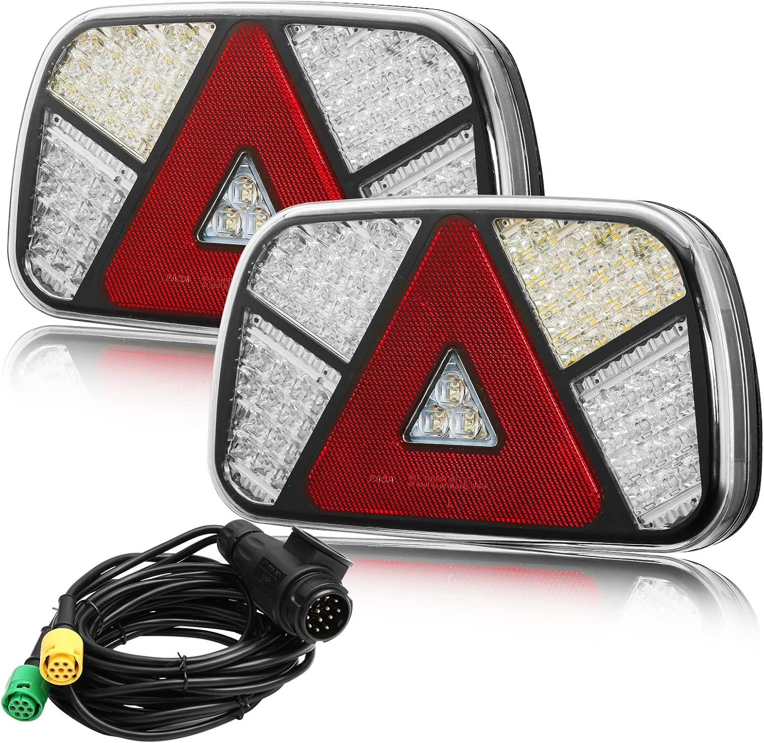 1 paire de feux arrière de remorque LED, kit de feux arrière de remorque universel étanche 12 V, câblé avec prise 13 broches - câble de 4 m(1 paire)