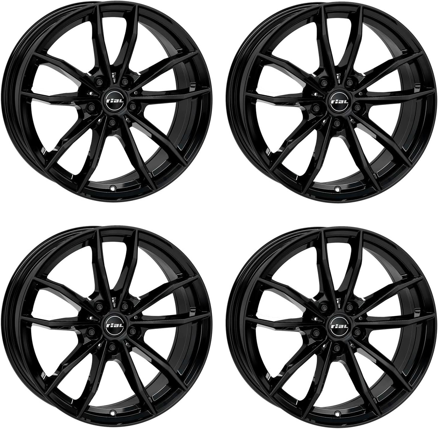 4x Jantes en aluminium Rial X12 7.5Jx18 ET51 5x112 diamant-schwarz compatible avec VOLKSWAGEN E-Golf Golf ID.3 Jetta Touran