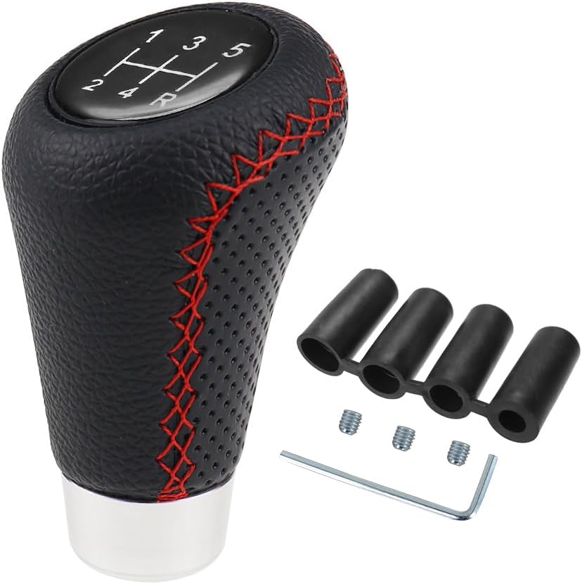 Pommeau de Vitesse Universelle 5 Vitesse Manuel Pommeau Auto Pommeau de Levier avec 4 Adaptateurs pour Voiture avec Boîte de Vitesses - Noir