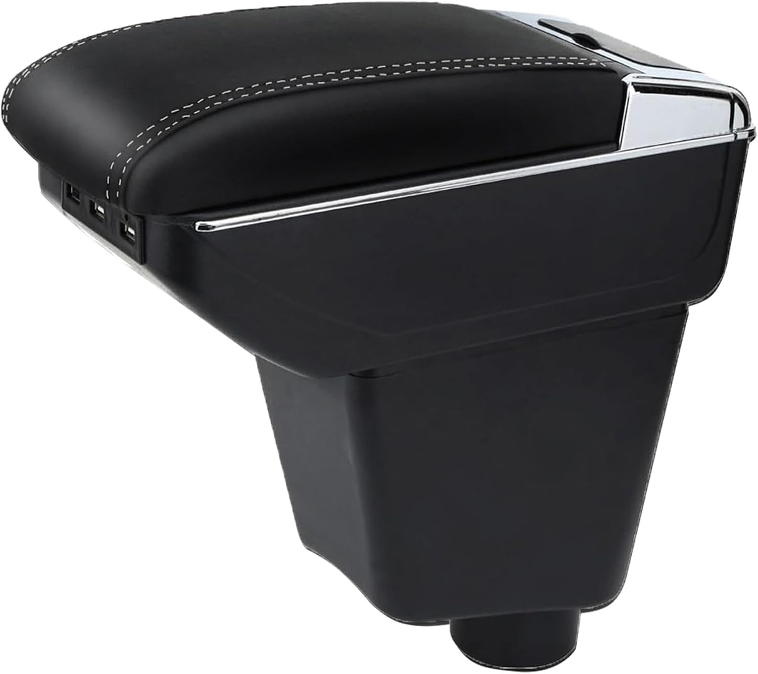 Accoudoirs Compatible avec R-enault Clio 4 IV 2012-2019 Compartiment de Rangement Central Console Organiseur Boite de Rangement Pour Accoudoir Double Couche avec 7 Ports de USB Cuir Noir et Blanc