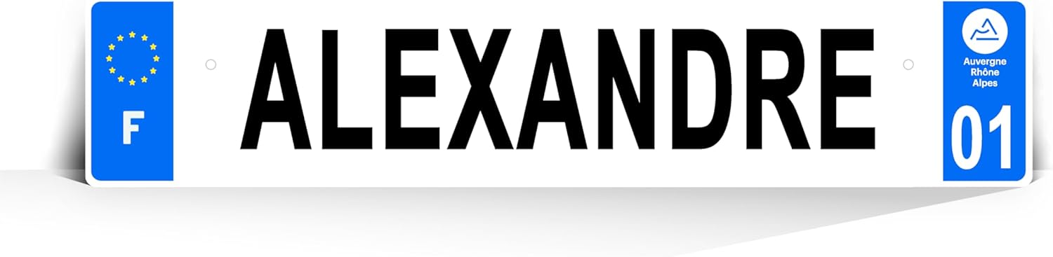 Plaque Prénom - Plaque décorative 520 x 110 mm Voiture - Garage - Camion - Anti-UV et Résistante aux Intempéries - Rivets offerts