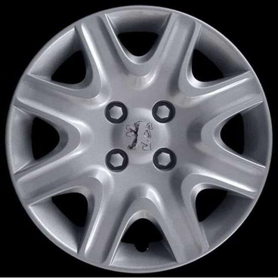 Kit de 4 enjoliveurs adaptables - pour Peugeot 308/207 - diamètre 15" - avec Logo chromé - Non Originaux