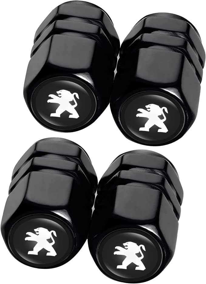 4PCS Valve Pneu Voiture pour Peugeot 107 207 407 408 206 306 307 308 406 806 3008 4008, Résistant à la Corrosion Bouchon de Valve Voiture, Noir
