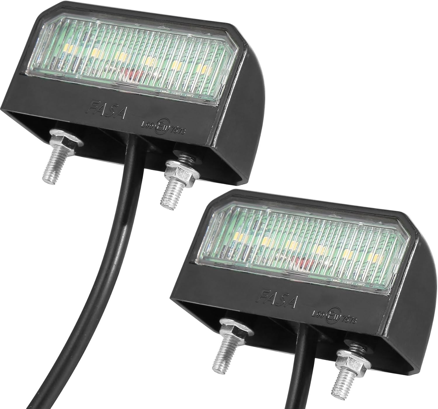 ETUKER 2x Éclairage Plaque Immatriculation LED Blanche Froide 12V 24V Universel ECE Etanche Feux Arrière de Plaque d’Immatriculation pour Remorque Voiture