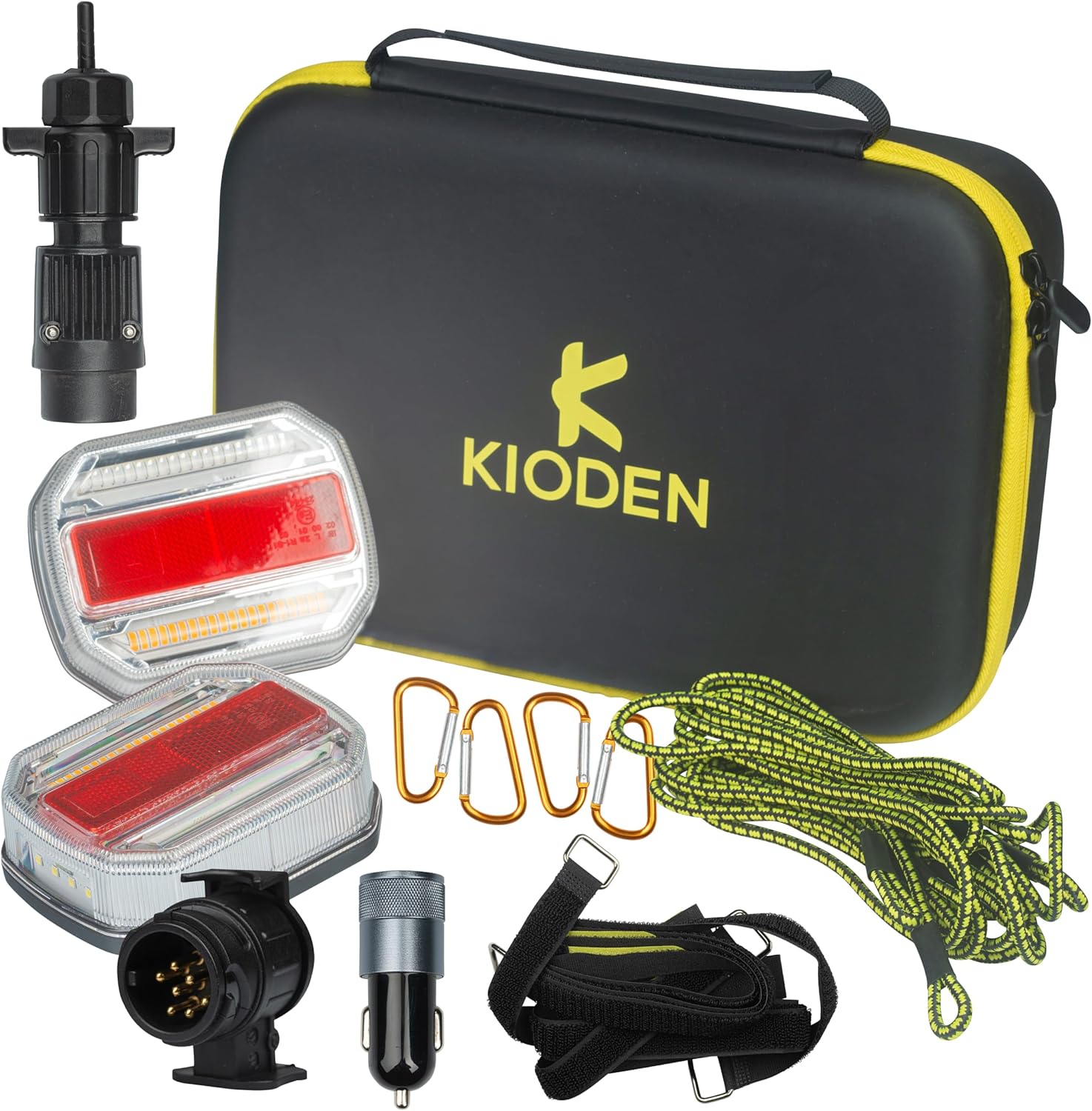 KIODEN - Feux de Remorque Led SANS FILS, inclut adaptateur 7 et 13 broches, étanche à fixation magnétique + Système anti-chute feu arriere