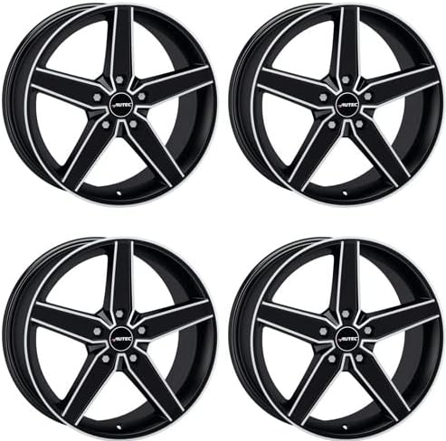 Lot de 4 jantes en aluminium AUTEC Delano 8,0 x 18 ET35 5 x 112 - Noir mat poli - Compatible avec Audi A3 A4 A5 A6 A7 A8 Q2 Q3 Q5 RS, 3 S3 S4 S5 SQ2 TT